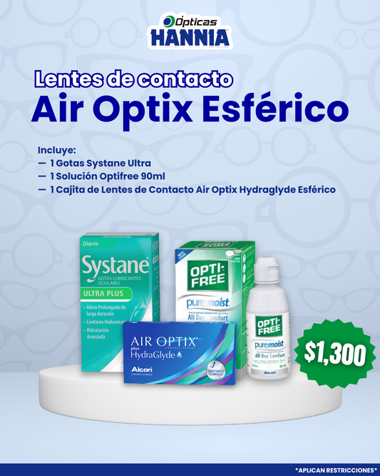 Paquete Air Optix Hydraglyde Esférico + Systane